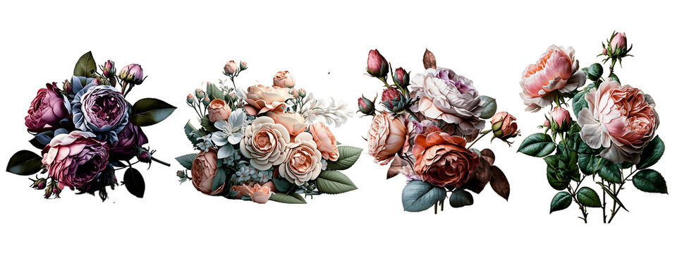 Bouquet Of Flowers Isolated On Transparent Background