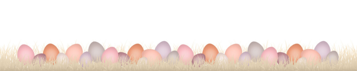 Fototapeta premium Banner 28 Ostereier Verschiedene Farben In Wiese