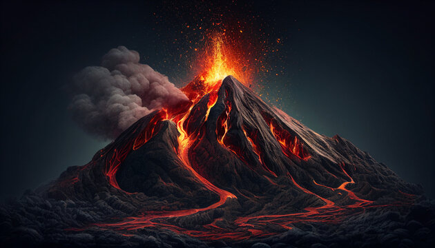 AI generates illustrations volcanic eruption