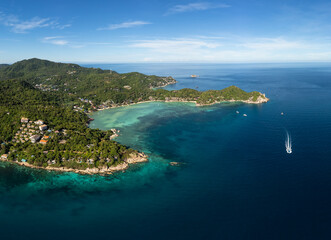 Ko Tao, Thailand: Aerial view of the Ko Tao island in the Gulf of Thailand in Southeast Asia. The island is a famous dive destination.