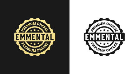 Emmental cheese label or Emmental cheese mark vector isolated in flat style. Emmental cheese sign for packaging design element. Emmental cheese stamp for product packaging design element.