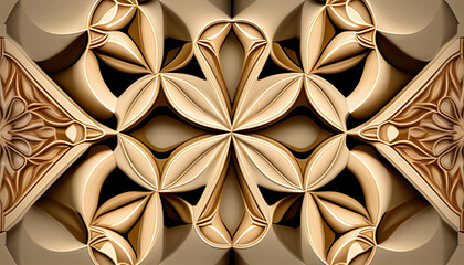 Experience the stunning beauty of a bright white and gold symmetry pattern, evoking a sense of luxury and elegance, Generative AI