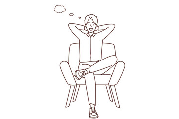 Smiling man sit on chair sitting 