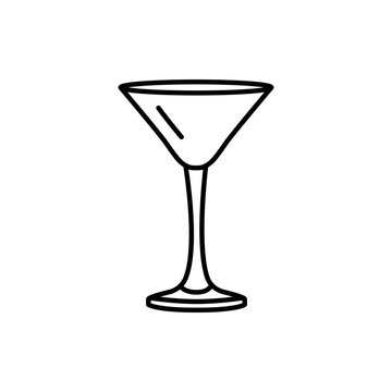 Martini glass black line icon. Dishware