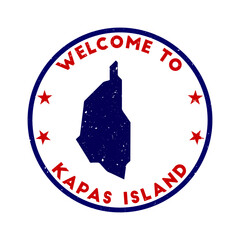 Welcome to Kapas Island stamp. Grunge island round stamp with texture in a communist color theme. Vintage style geometric Kapas Island seal. Superb vector illustration.