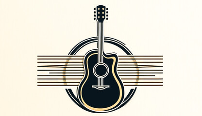 Creative illustration with acoustic guitar, generative AI.