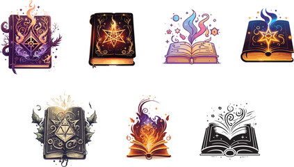 Wizardry book bundle vector for fantasy illustration. Premium book bundle vector © AI