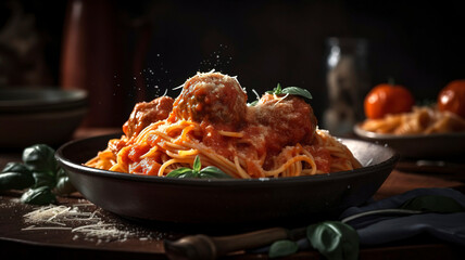 Satisfy Your Cravings with Authentic Italian Spaghetti and Meatballs in Macro Photography