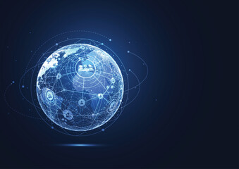 Global network connection. World map point and line composition concept of global business. Vector Illustration