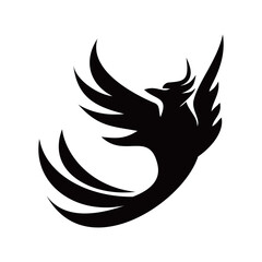 phoenix silhouette logo design. fire bird in mythology.