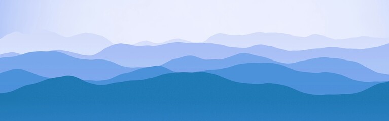 creative panoramic image of peaks in clouds digital drawn backdrop illustration