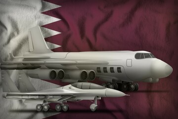 Qatar air forces concept on the state flag background. 3d Illustration