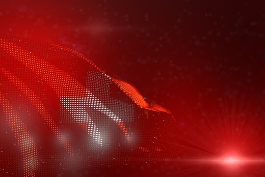cute celebration flag 3d illustration. - vivid picture of Switzerland flag of dots waving on red - soft focus and space for content