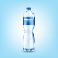 Realistic Detailed 3d Mineral Water Plastic Bottle with Label Packaging Concept. Vector illustration of Bottled Aqua