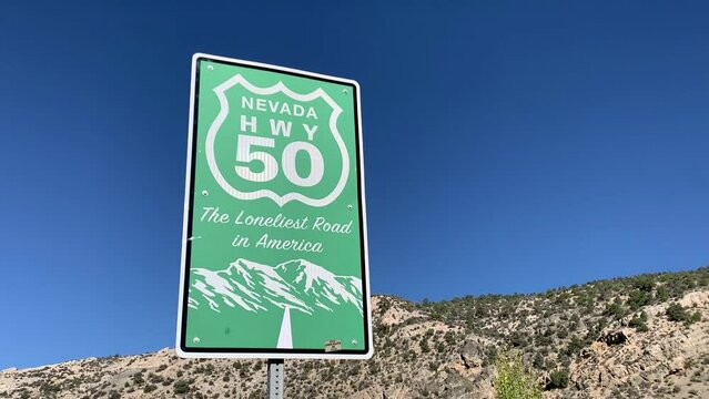 Nevada Hwy 50 Road Sign - The Loneliest Road in America US 50 Street Sign - Old Middlegate Station and Shoe Tree in Nevada. Includes seven different video sequences!