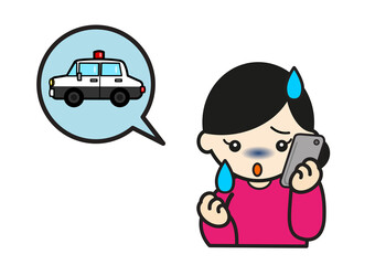 通報する女性