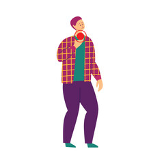 Cartoon Color Character Person and Ache Pain Concept Flat Design Style. Vector illustration of Painful Symptom Neck