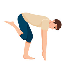 young man doing yoga poses illustration