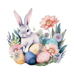 easter bunny, easter egg watercolor vector illustrations for tshirt, sticker, mug, printing, sublimation