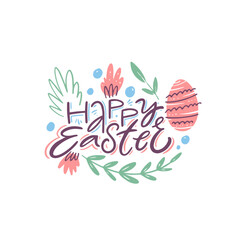 Happy easter colorful holiday typography text and vector art illustration.