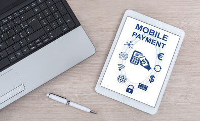 Mobile payment concept on a digital tablet