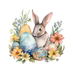 easter bunny, easter egg watercolor vector illustrations for tshirt, sticker, mug, printing, sublimation