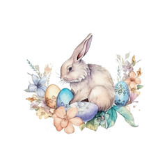 easter bunny, easter egg watercolor vector illustrations for tshirt, sticker, mug, printing, sublimation