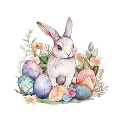 easter bunny, easter egg watercolor vector illustrations for tshirt, sticker, mug, printing, sublimation