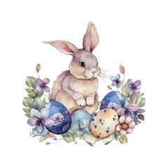 easter bunny, easter egg watercolor vector illustrations for tshirt, sticker, mug, printing, sublimation