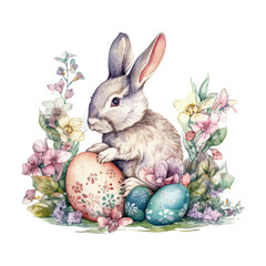 easter bunny, easter egg watercolor vector illustrations for tshirt, sticker, mug, printing, sublimation