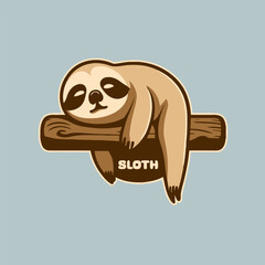sleeping sloth logo design mascot logo animal. Vector Illustration Flat cartoon style