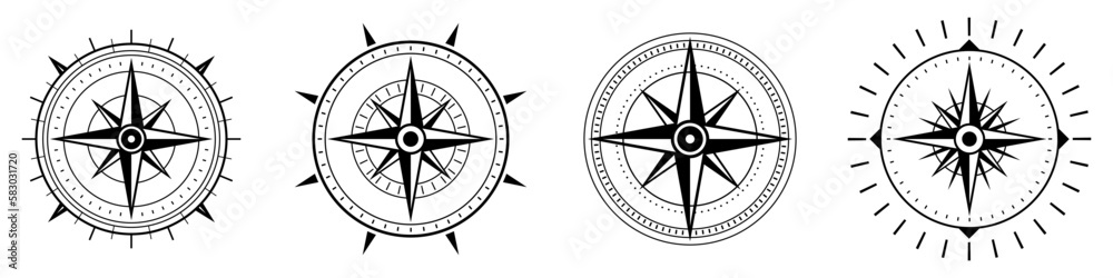 Wall mural compass icons set. vector compass icons. compass simple icons. compass symbols.