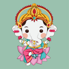 cute Hindu God cartoon character illustration