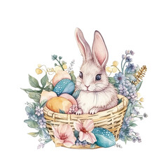 easter bunny, easter egg watercolor vector illustrations for tshirt, sticker, mug, printing, sublimation