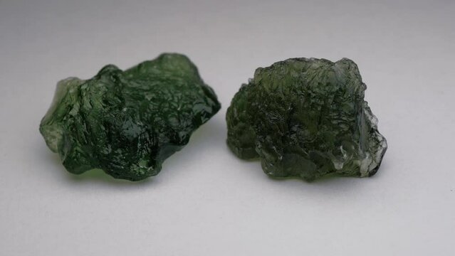Authentic Raw Moldavite Rocks Crystal Gemstone 4k 30p Macro Shots
