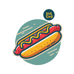 Cartoon Hotdog Logo design tempate for Your Company Branding - Vector Illustration