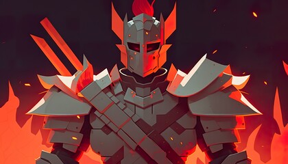 neon knight . Creative illustration. (Ai Generate)