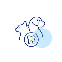Pet dental services. Cat, dog and tooth. Pixel perfect, editable stroke line icon