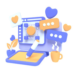 3d-shaped illustration used for ui or mobile purposes with calm colors