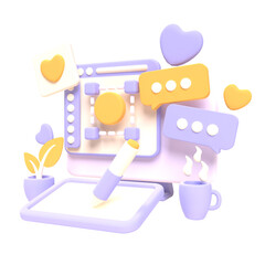 3d-shaped illustration used for ui or mobile purposes with calm colors
