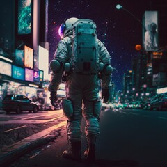 Fototapeta na wymiar Astronaut in the city - AI generated