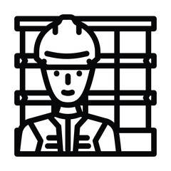 engineer construction worker line icon vector illustration