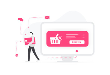 Recover abandoned carts in e-commerce concept. Sending personal marketing emails to shoppers who leave during checkout, reminding them to purchase items in their cart © bestforbest