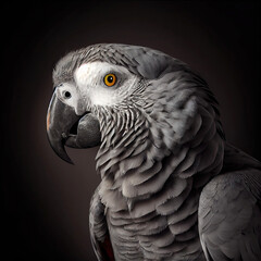 Fototapeta premium African grey parrot bird as studio animal portrait (Generative AI)