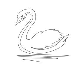Continuous one line drawing of mute swan. Simple swan outline vector illustration.
