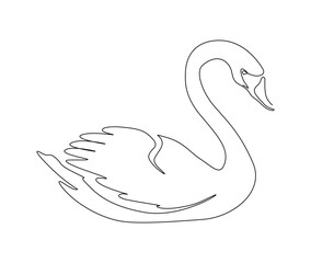 Continuous one line drawing of mute swan. Simple swan outline vector illustration.