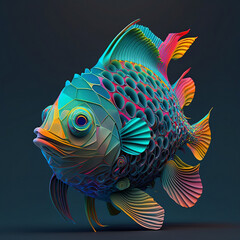 Colorful fish.  Created with Generative AI technology.