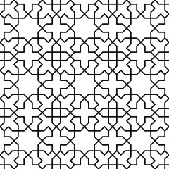 Seamless geometric ornament based on traditional islamic art. Black and white.