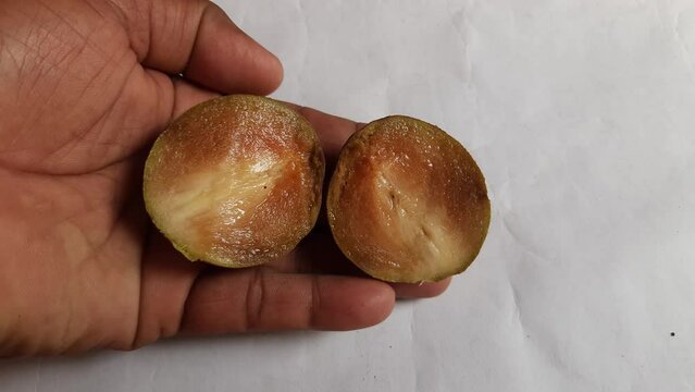 Manilkara zapota fruits. Its other names apodilla fruits, sapote,&nbsp;chicozapote,&nbsp;chico fruits,&nbsp;chicle fruit,&nbsp;naseberry, and nispero. Popular and tasty fruits. 
