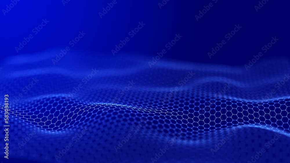 Poster Technological background . Network connection structure. Digital data communication. 3D